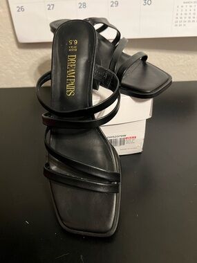 Dream Pairs Black Strappy Square-Toe Heels